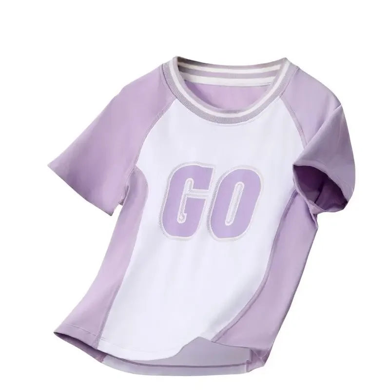 Quick Dry Short Sleeves T-shirts for Kids Boys Girls Lightweight Breathable Loose Running Basketball Sports Tops for Children