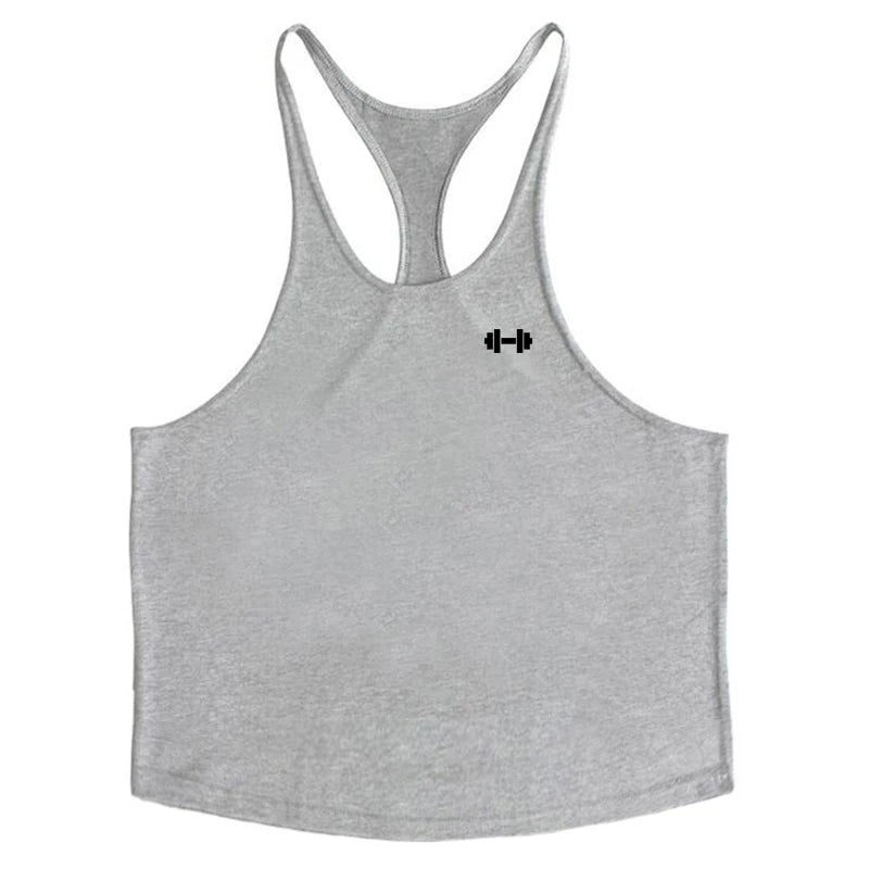 Gym Fitness Bodybuilding Muscle Tank Tops Summer Cotton Breathable Sleeveless Y-back T-shirt Mens Sport Workout Muscle Vests