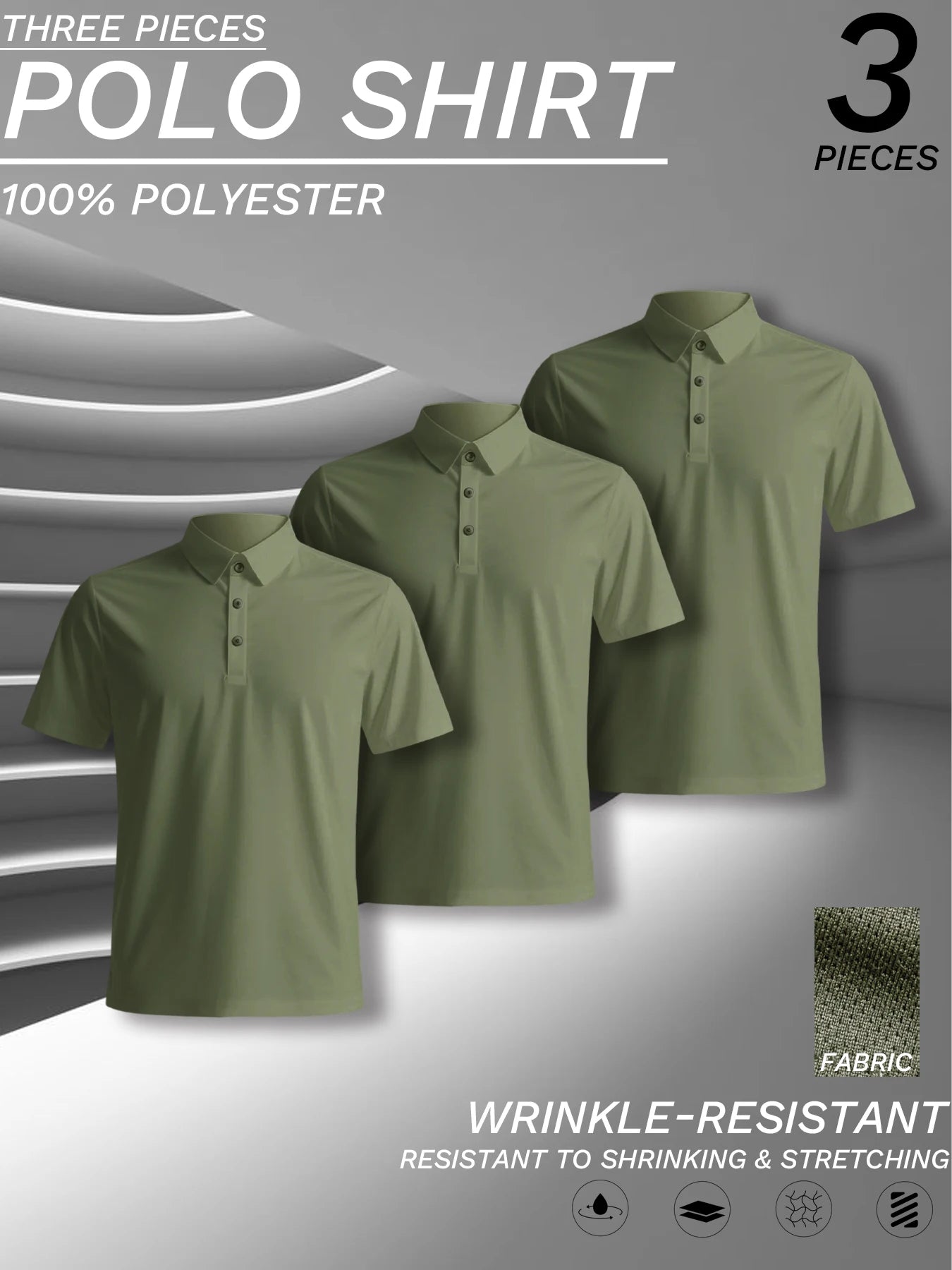3 pcs set, men's polyester polo shirts, soft and comfortable, many colors available, suitable for daily wear