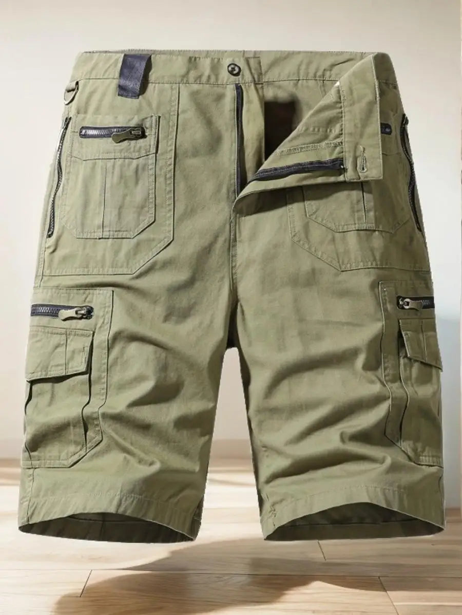 Men's Summer Multi-Pocket Cotton Cargo Capris - Plus Size Casual Shorts for Sports and Outdoor Activities