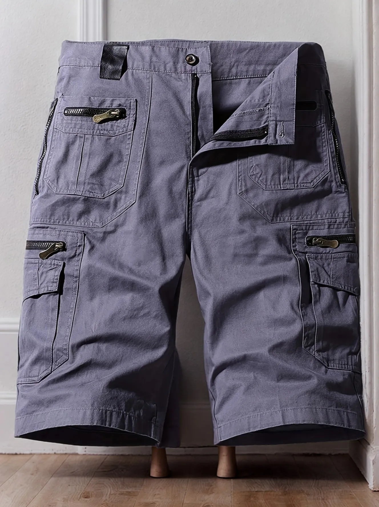 Men's Summer Multi-Pocket Cotton Cargo Capris - Plus Size Casual Shorts for Sports and Outdoor Activities