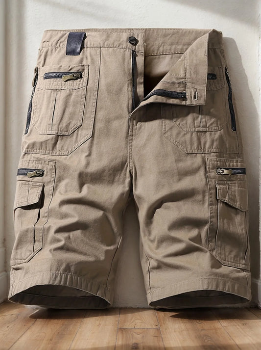 Men's Summer Multi-Pocket Cotton Cargo Capris - Plus Size Casual Shorts for Sports and Outdoor Activities