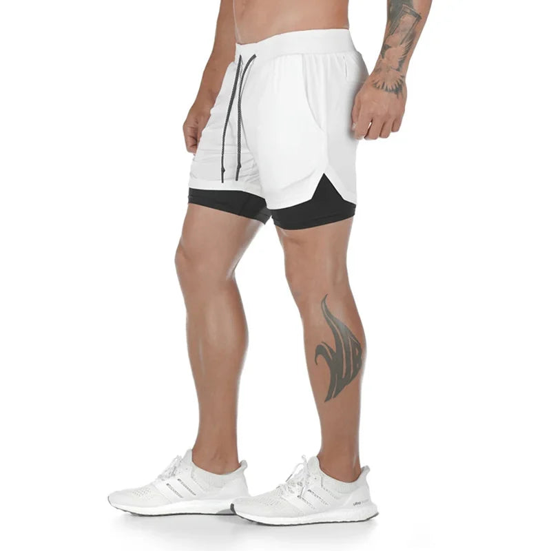 Man Jogging Sportswear Mens 2 In 1 Beach Sport Shorts Quick Drying Running Shorts Workout Gym Exercise Shorts Fitness Sweatpants