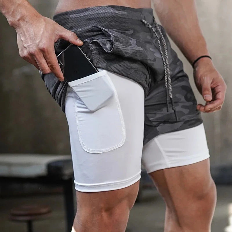 Man Jogging Sportswear Mens 2 In 1 Beach Sport Shorts Quick Drying Running Shorts Workout Gym Exercise Shorts Fitness Sweatpants