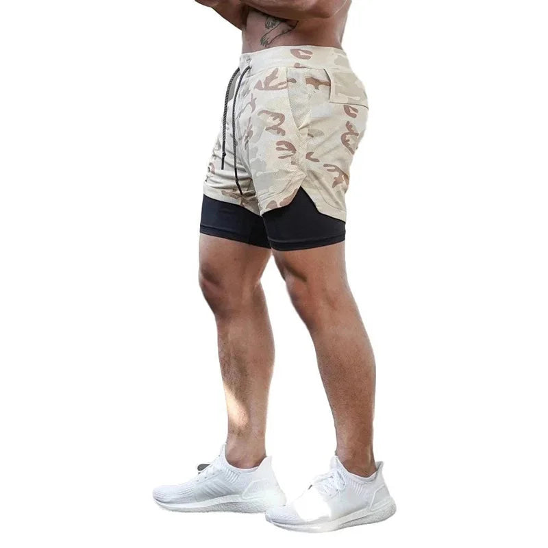 Man Jogging Sportswear Mens 2 In 1 Beach Sport Shorts Quick Drying Running Shorts Workout Gym Exercise Shorts Fitness Sweatpants