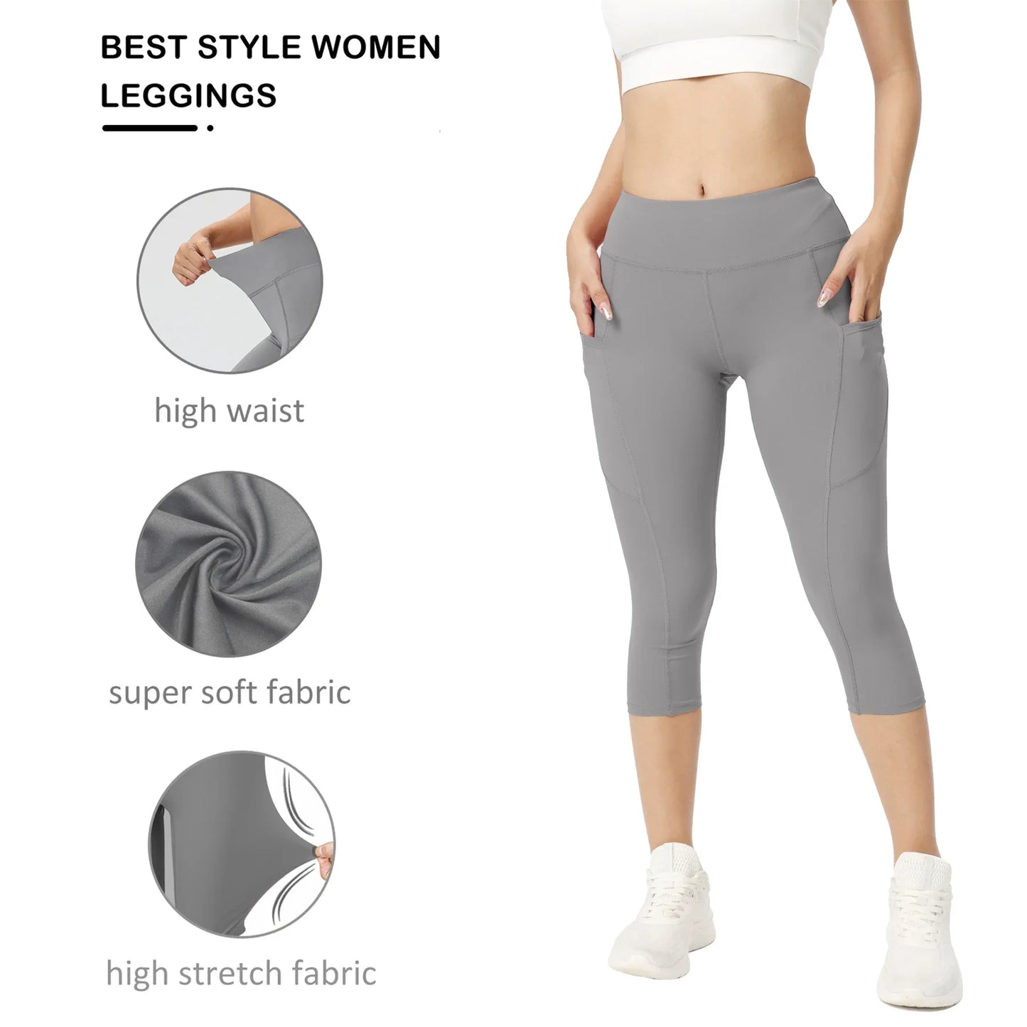 3pcs Women'S Long Sports Leggings, High-Waist Sports Trousers With Mobile Phone Pocket, Yoga Trousers, Tights Opaque For Sports