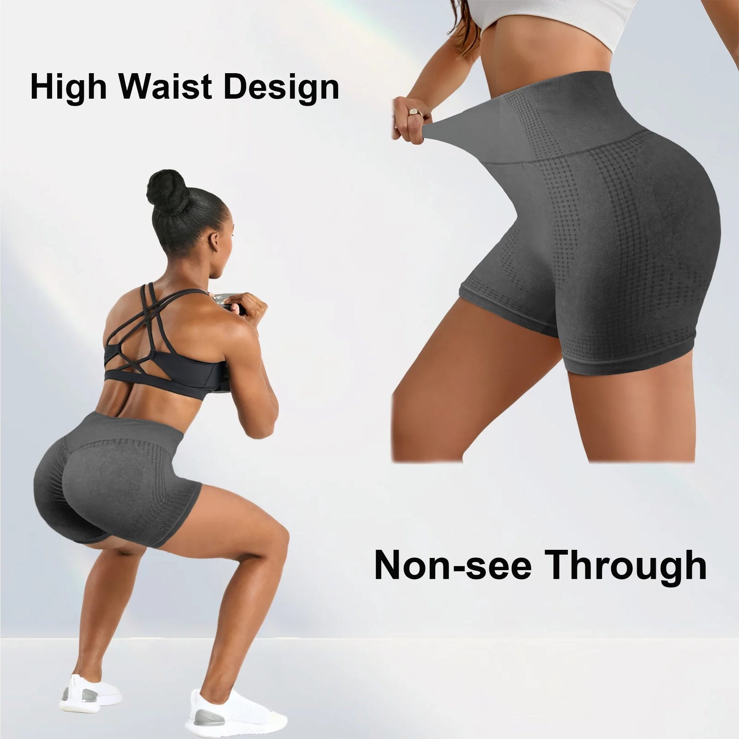 3pcs High Waist Yoga Sports Shorts Solid Colour, High Stretch Fitness Workout Exercise Shorts, Sportswear Breathable Leggings