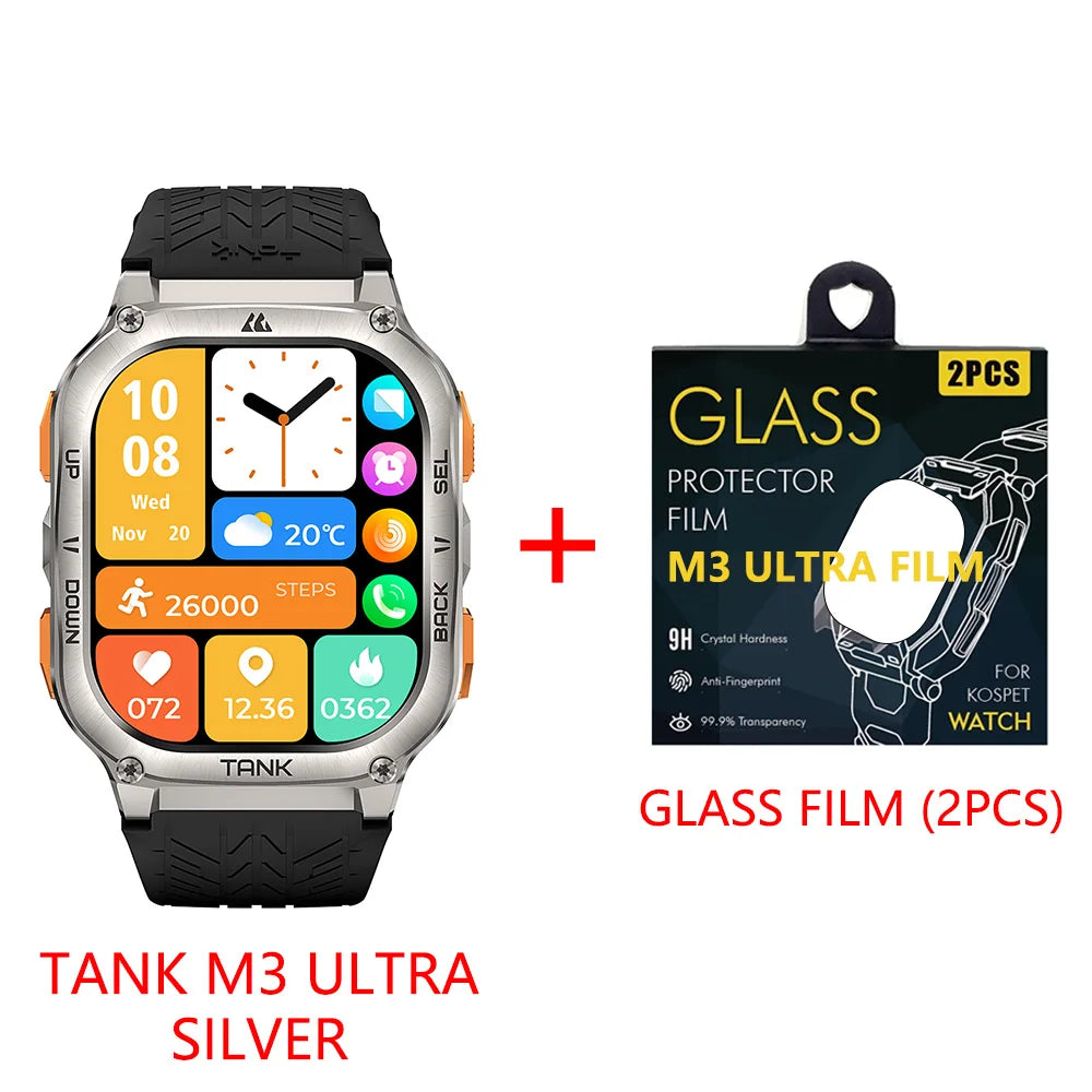 TICWRIS TANK M3 Ultra GPS Smart Watch For Men Compass Altimeter Barometric IP69K 5ATM Waterproof 480mAh AMOLED Bluetooth Watches