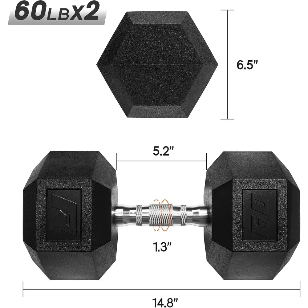 5-650 LBS PVC Encased Hex Dumbbell Sets with Optional Rack for Home Gym, Hand weight with Chrome Handle for Strength Training,