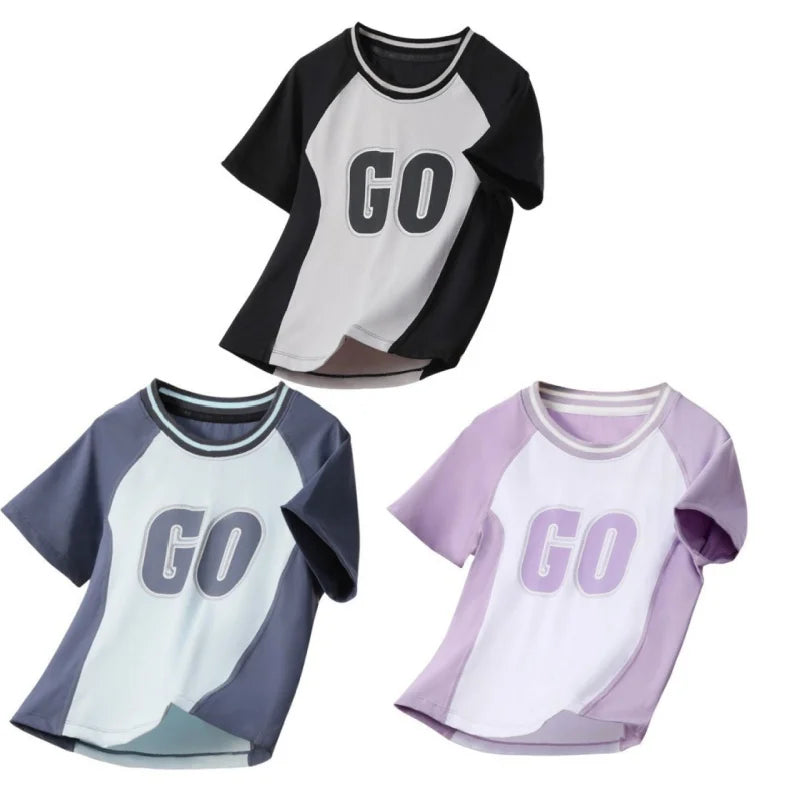 Quick Dry Short Sleeves T-shirts for Kids Boys Girls Lightweight Breathable Loose Running Basketball Sports Tops for Children