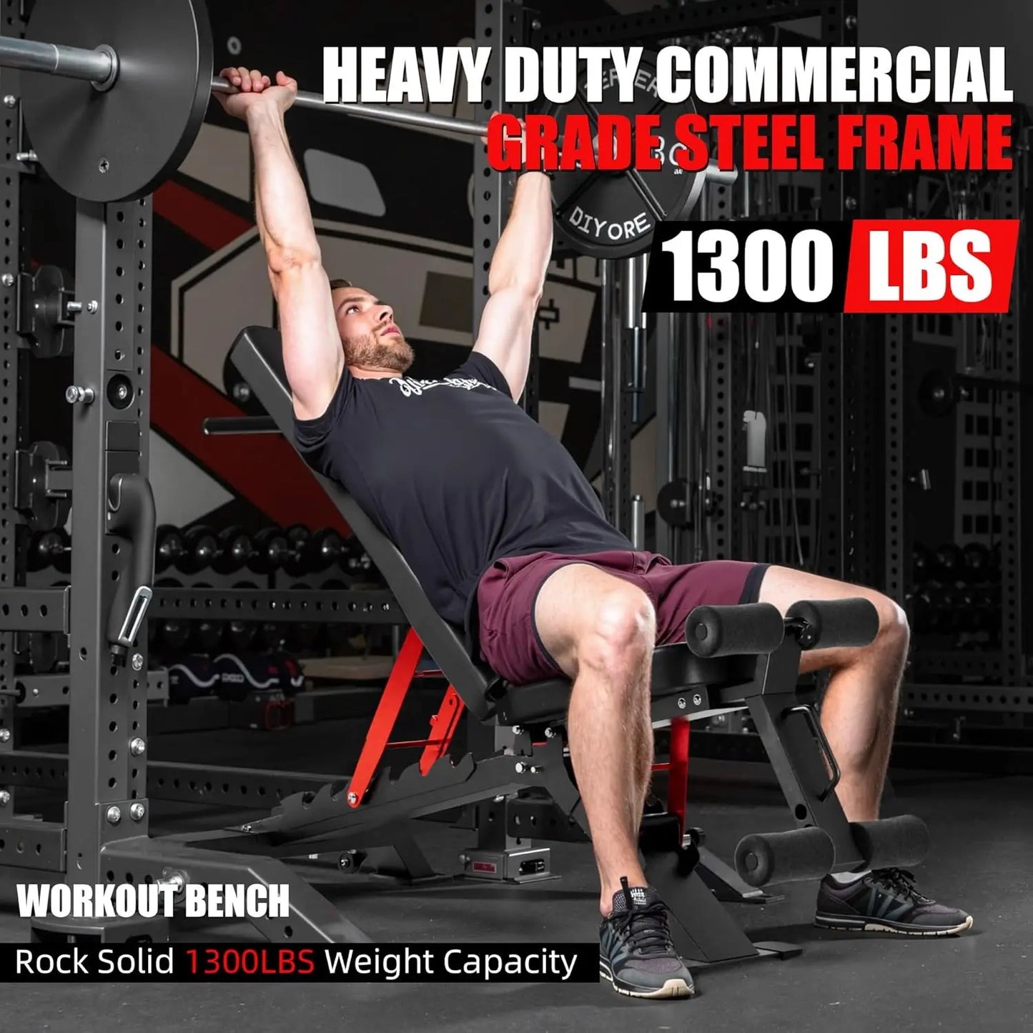 Adjustable Weight Bench - Workout Bench for Home Gym, Foldable 1300lb Capacity Heavy Duty Full Body Workouts Exercise Strength T