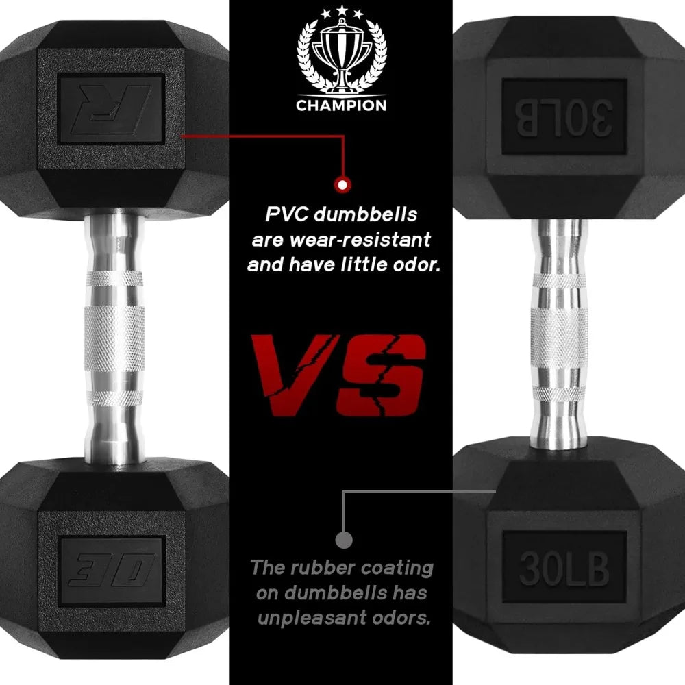 5-650 LBS PVC Encased Hex Dumbbell Sets with Optional Rack for Home Gym, Hand weight with Chrome Handle for Strength Training,