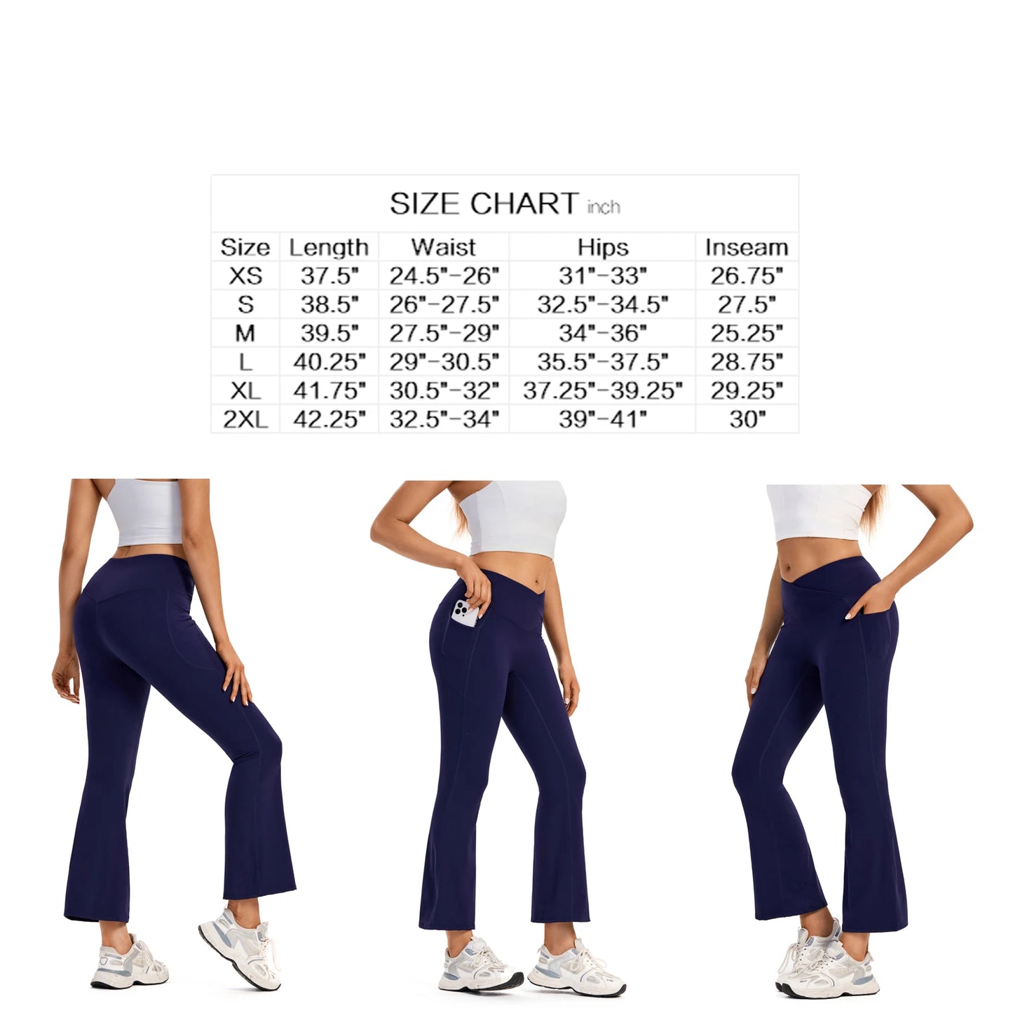 Ladies Hip Yoga Pants with Crossed Pockets in Summer V-Shaped Fitness Bell-Bottoms Exercise Pants Elegant Wide-Leg Fashion Casua