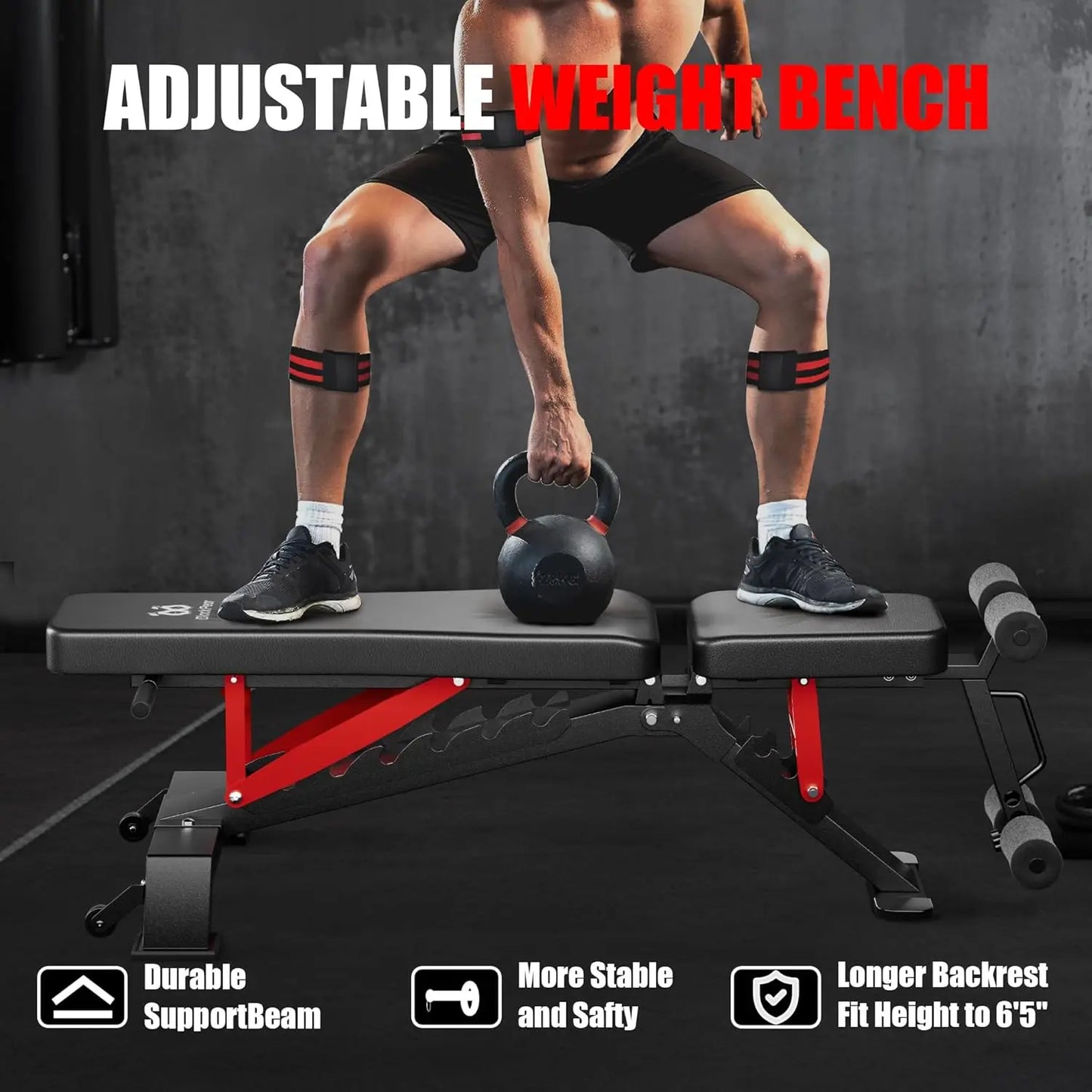Adjustable Weight Bench - Workout Bench for Home Gym, Foldable 1300lb Capacity Heavy Duty Full Body Workouts Exercise Strength T