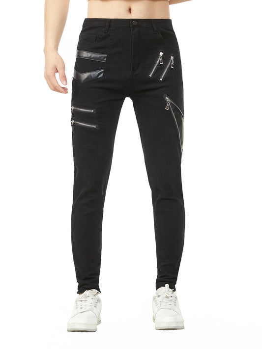 Men`s Punk Gothic Hip Hop Dance Party Zippers Cosplay Punk Rock Pants Edgy Streetwear with Zippers