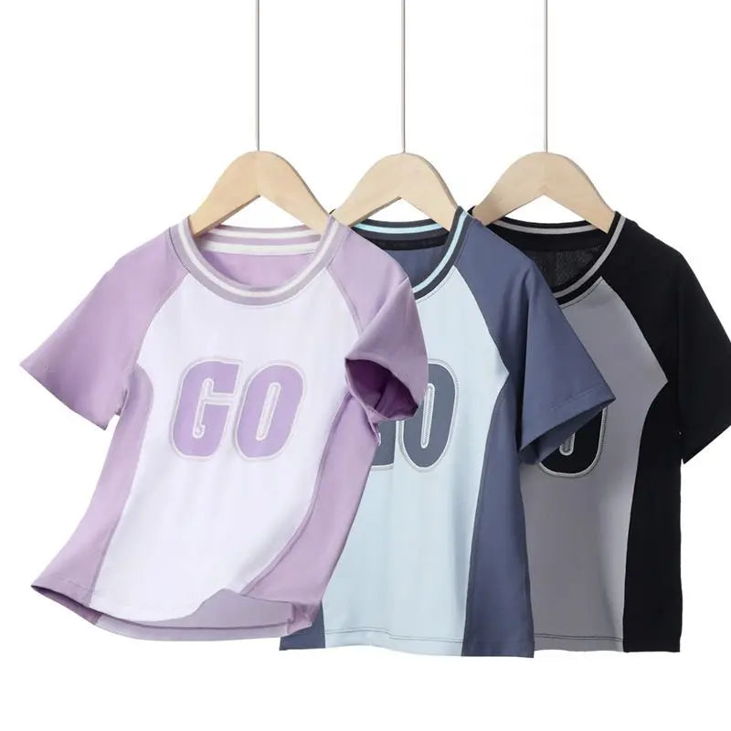 Quick Dry Short Sleeves T-shirts for Kids Boys Girls Lightweight Breathable Loose Running Basketball Sports Tops for Children