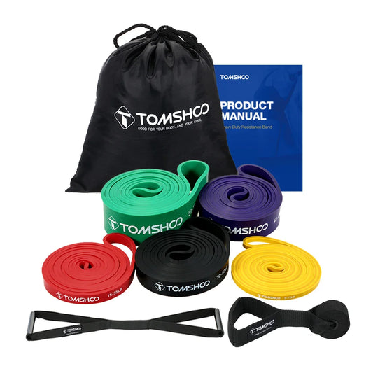 5 Packs Pull Up Assist Bands Set Resistance Loop Bands Powerlifting Exercise Stretch Bands with Door Anchor and Handles