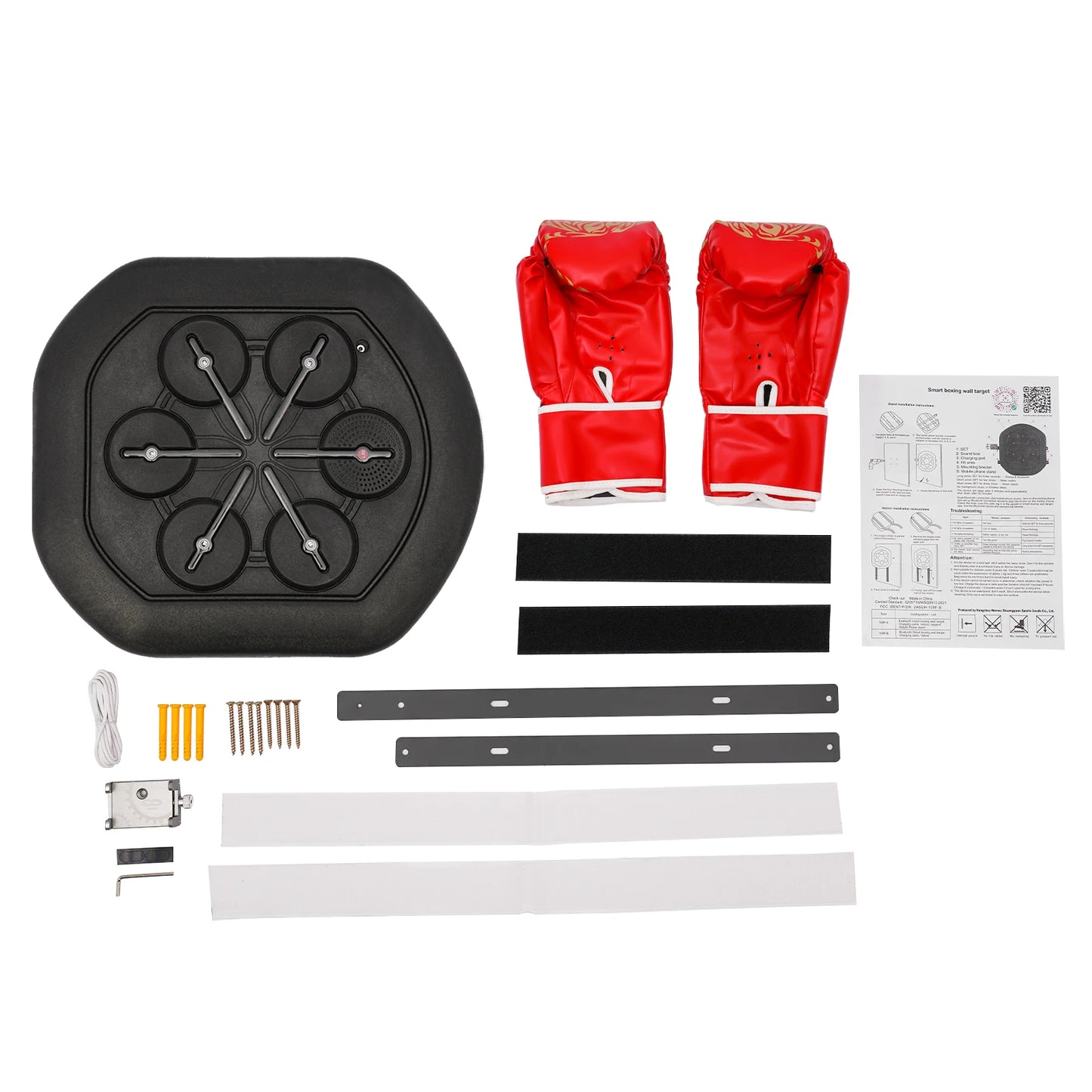 Intelligent Music Boxing Training Machine, Wall Mount Bluetooth Boxing Wall Target Punch Trainer w/Gloves&LED Light for Home Gym