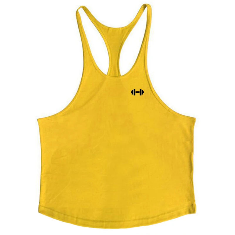 Gym Fitness Bodybuilding Muscle Tank Tops Summer Cotton Breathable Sleeveless Y-back T-shirt Mens Sport Workout Muscle Vests