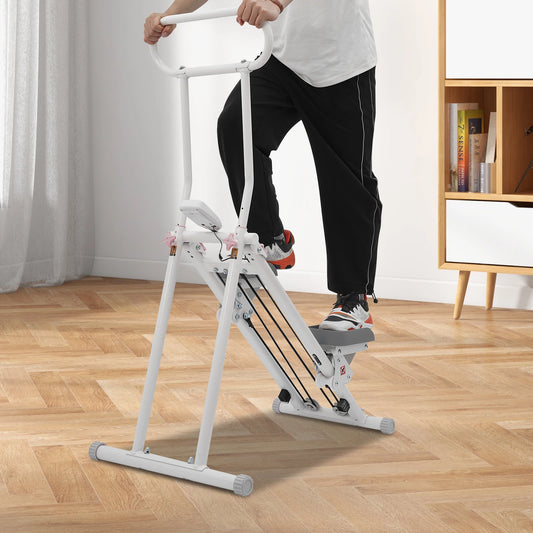 Folding Stair Stepper Vertical Climber Machine 300lbs Load Bearing for Home Gym White/Black