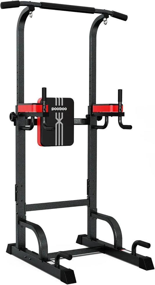Pooboo Power Tower Dip Station Pull Up Bar for Fitness Home Gym Workout,Multi-Function Adjustable Height Fitness Strength