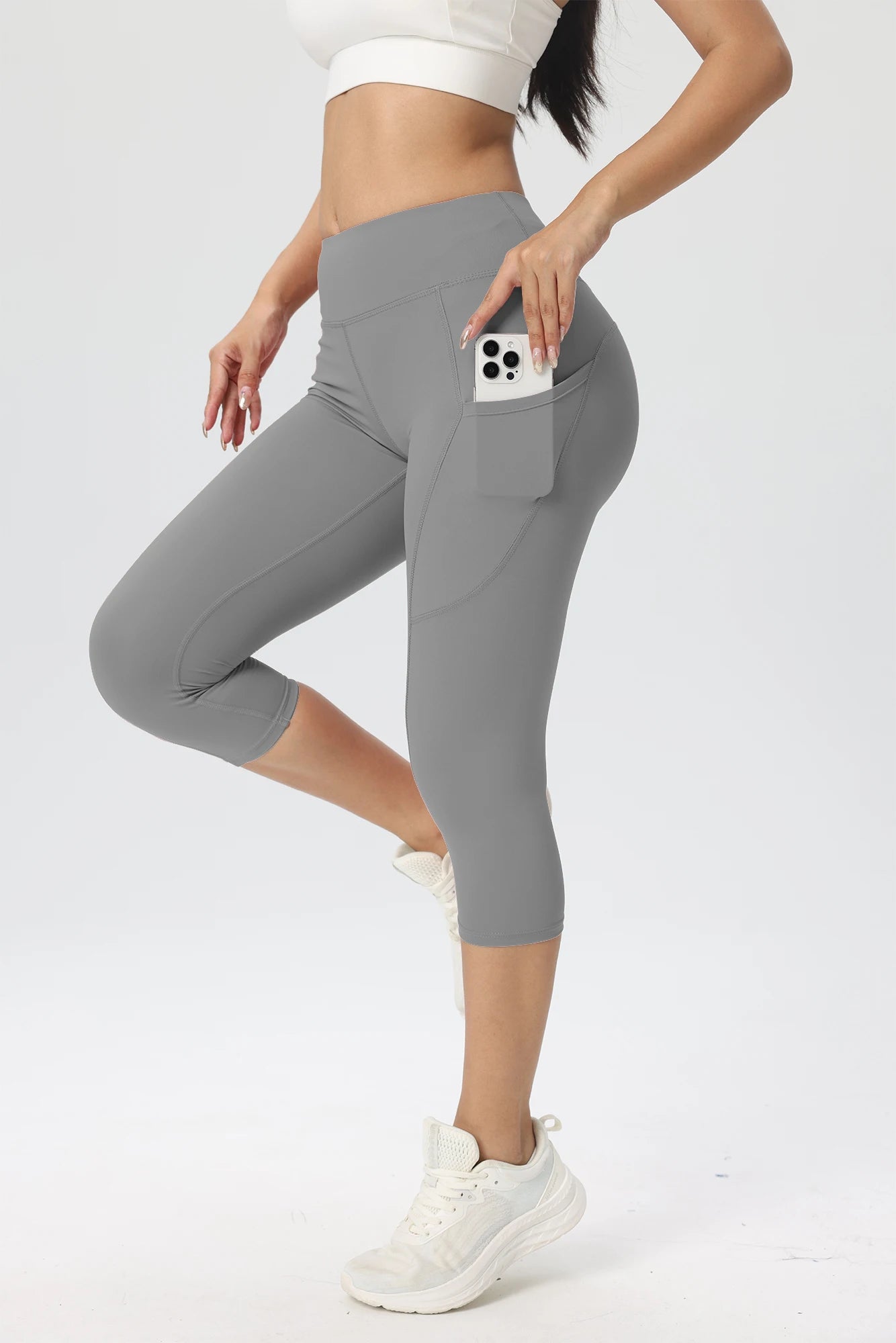 3pcs Women'S Long Sports Leggings, High-Waist Sports Trousers With Mobile Phone Pocket, Yoga Trousers, Tights Opaque For Sports