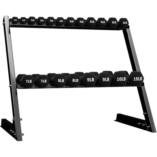 BalanceFrom Dumbbell Set with Stand, Neoprene Coated Hand Weights Home Gym Equipment, Black