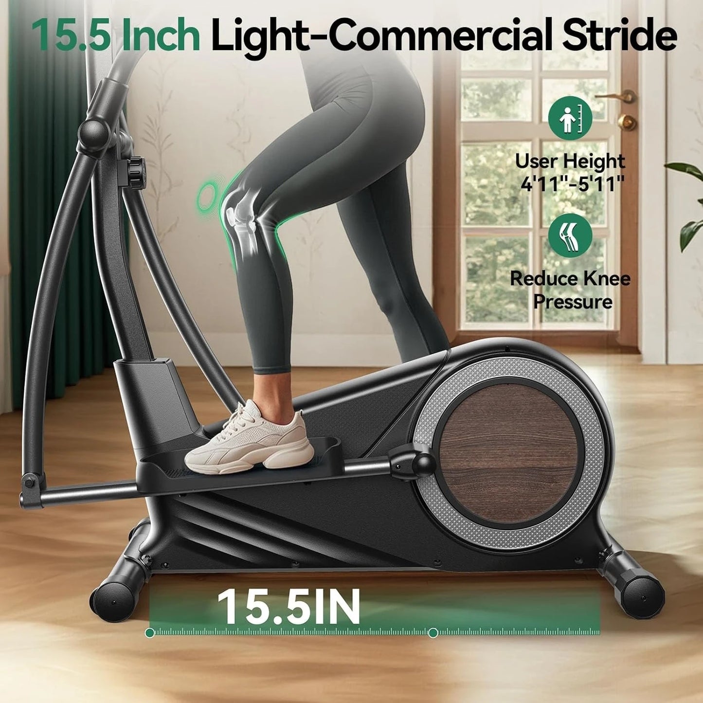 Magnetic Elliptical Trainer for Home Use Customized 15.5IN-19IN Stride 16 Workout Programs Elliptical Exercise Machine