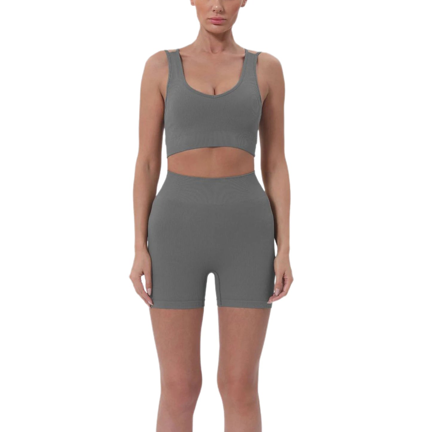 Women s Summer 2 Piece Outfits Sleeveless Crop Tops High Waisted Shorts Set Casual Activewear Beachwear