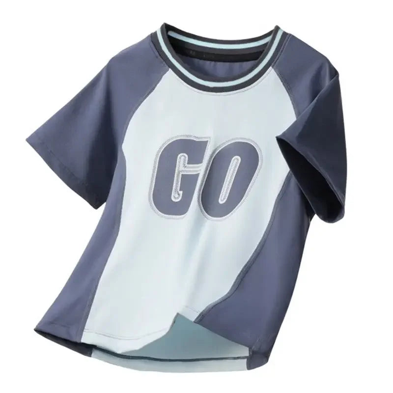 Quick Dry Short Sleeves T-shirts for Kids Boys Girls Lightweight Breathable Loose Running Basketball Sports Tops for Children