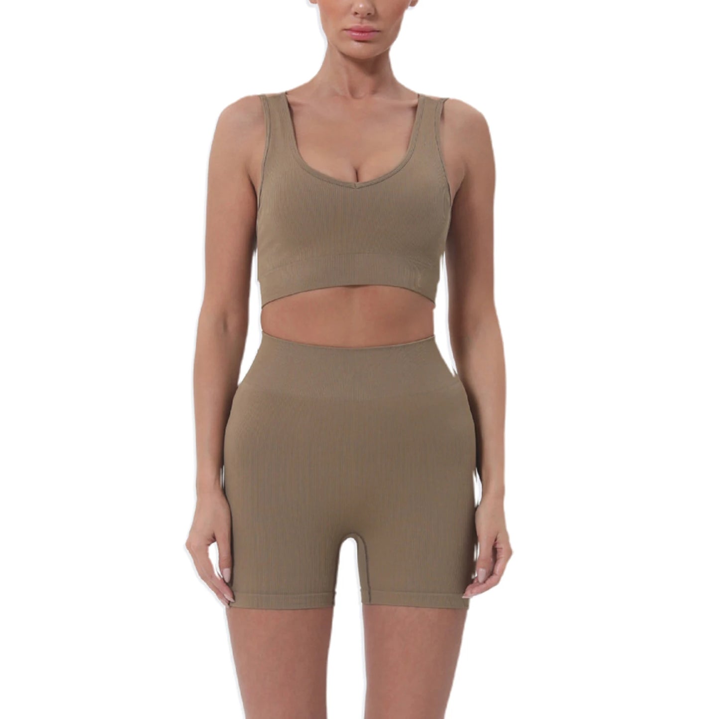Women s Summer 2 Piece Outfits Sleeveless Crop Tops High Waisted Shorts Set Casual Activewear Beachwear