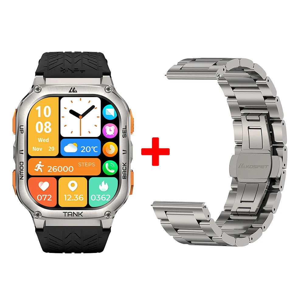 TICWRIS TANK M3 Ultra GPS Smart Watch For Men Compass Altimeter Barometric IP69K 5ATM Waterproof 480mAh AMOLED Bluetooth Watches