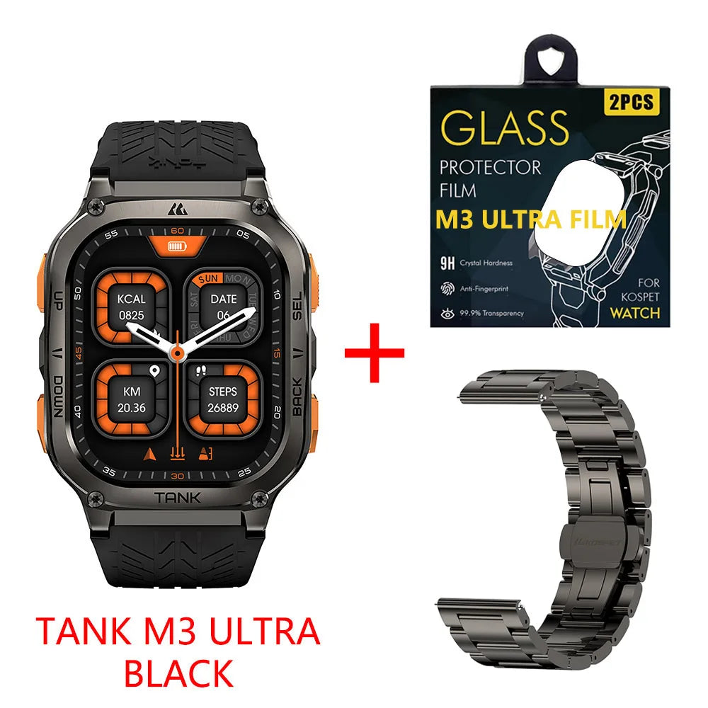 TICWRIS TANK M3 Ultra GPS Smart Watch For Men Compass Altimeter Barometric IP69K 5ATM Waterproof 480mAh AMOLED Bluetooth Watches