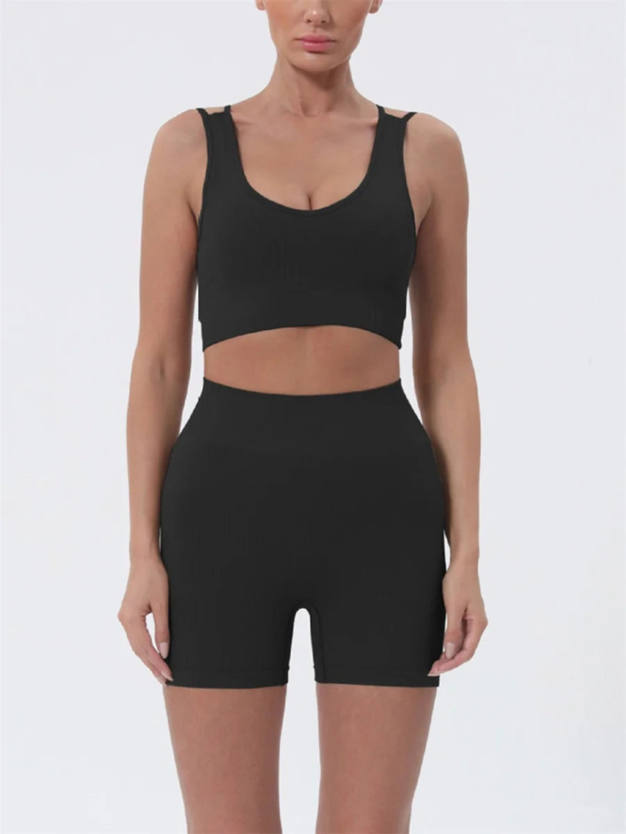 Women s Summer 2 Piece Outfits Sleeveless Crop Tops High Waisted Shorts Set Casual Activewear Beachwear