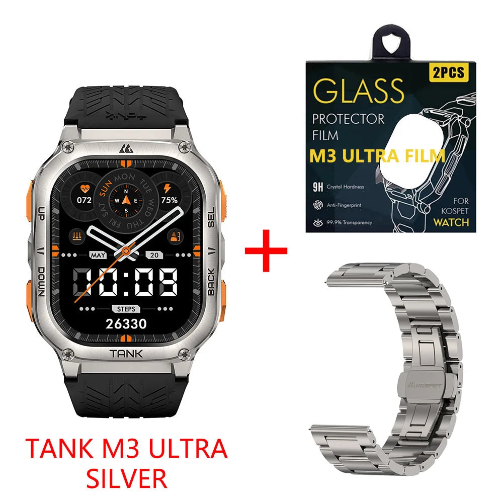 TICWRIS TANK M3 Ultra GPS Smart Watch For Men Compass Altimeter Barometric IP69K 5ATM Waterproof 480mAh AMOLED Bluetooth Watches