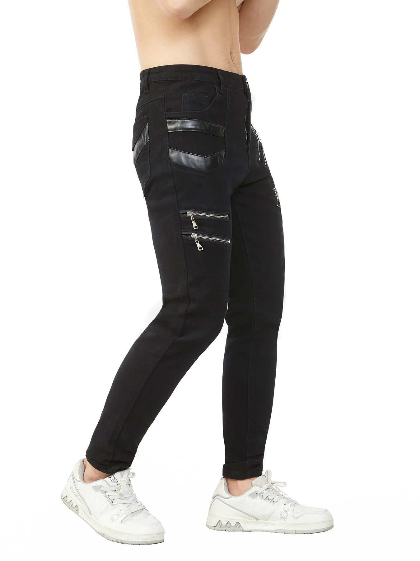 Men`s Punk Gothic Hip Hop Dance Party Zippers Cosplay Punk Rock Pants Edgy Streetwear with Zippers