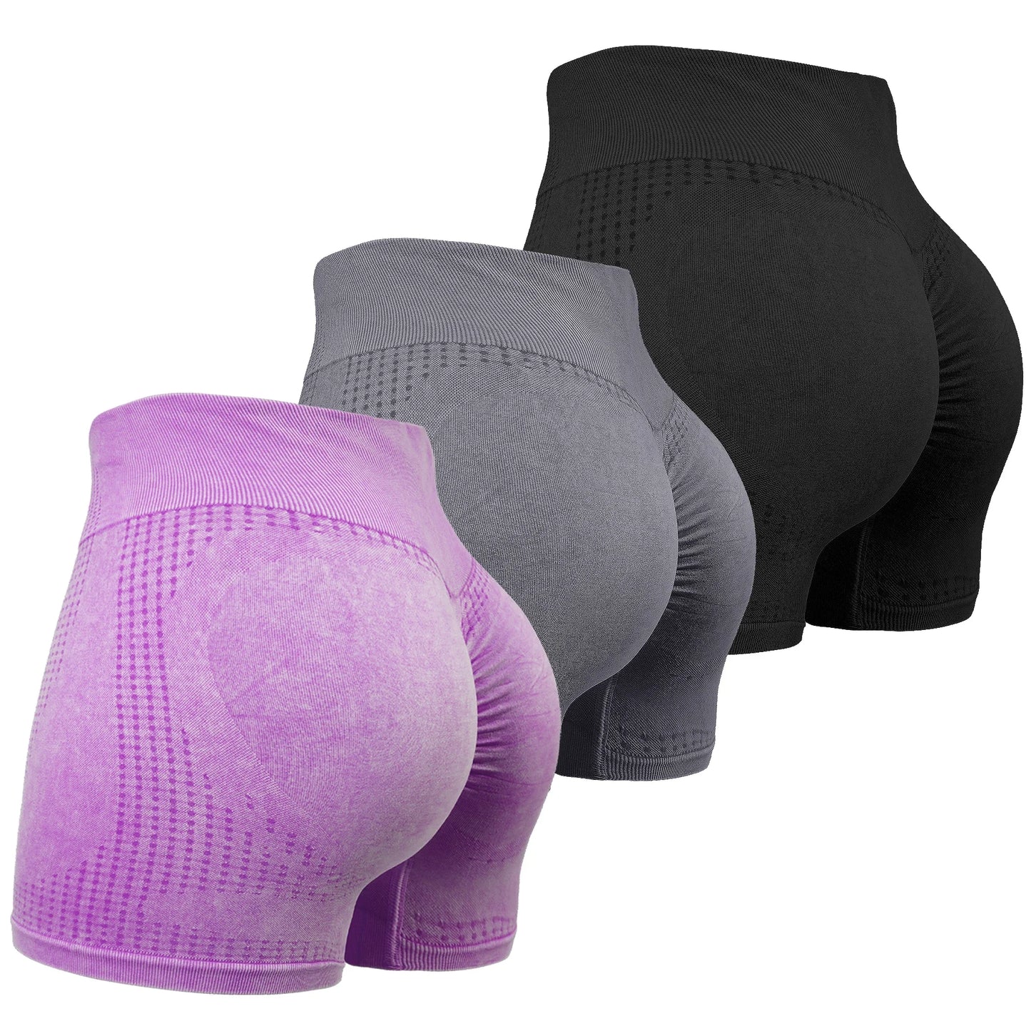 3pcs High Waist Yoga Sports Shorts Solid Colour, High Stretch Fitness Workout Exercise Shorts, Sportswear Breathable Leggings