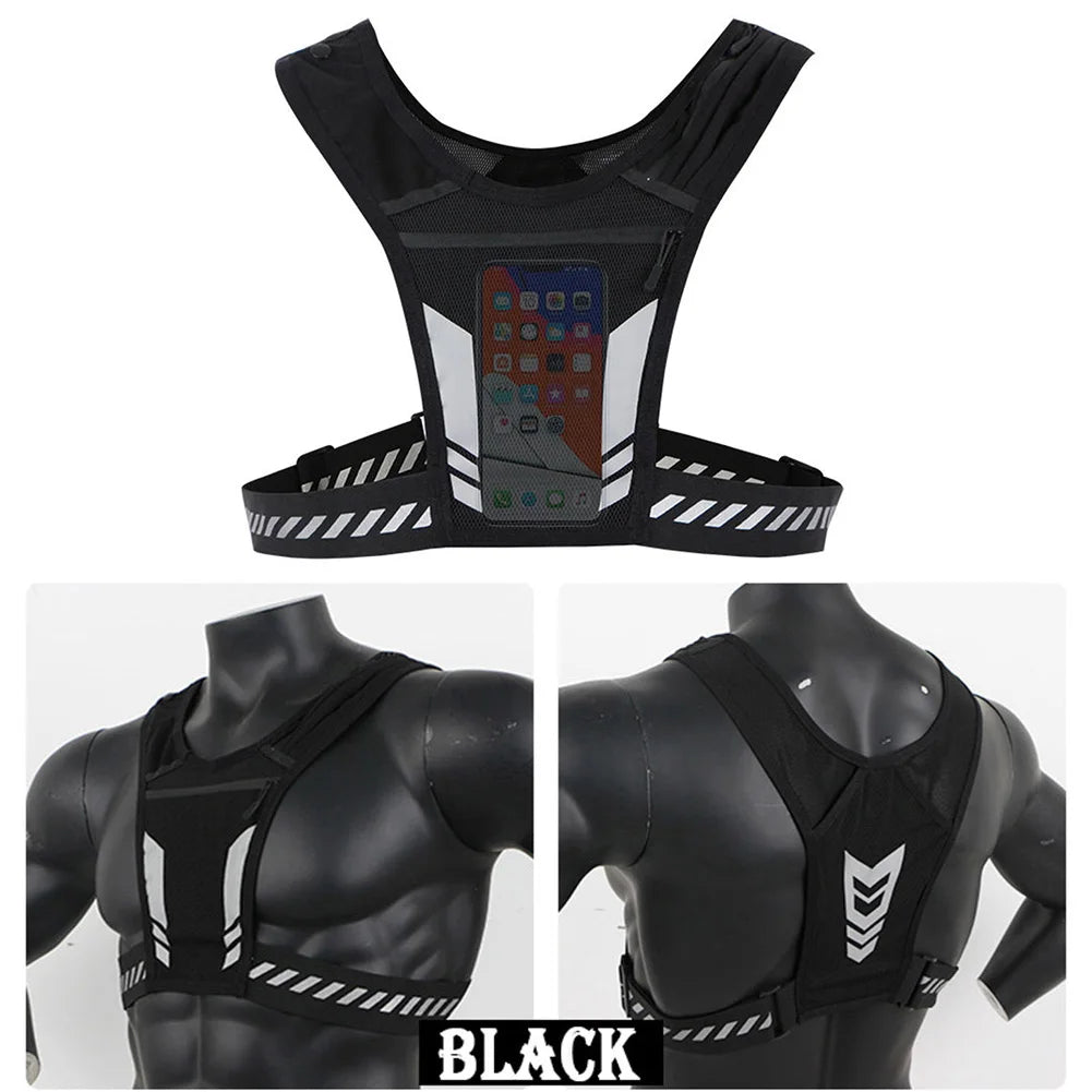 Running Phone Holder Vest Lightweight Cycling Vest Unisex Breathable Mesh Vest Bag Running Adjustable Buckle for Men Women