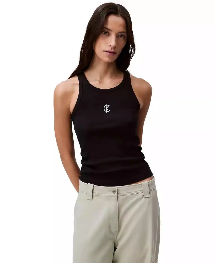 Calvin Klein Jeans | Women's Ribbed Logo Crewneck Tank Top