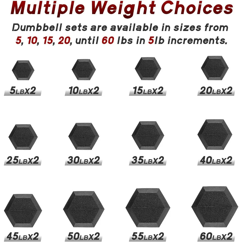 5-650 LBS PVC Encased Hex Dumbbell Sets with Optional Rack for Home Gym, Hand weight with Chrome Handle for Strength Training,