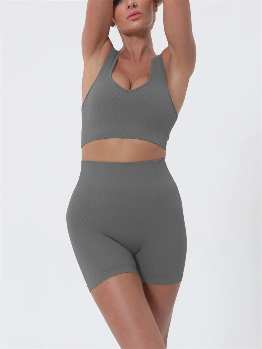 Women s Summer 2 Piece Outfits Sleeveless Crop Tops High Waisted Shorts Set Casual Activewear Beachwear