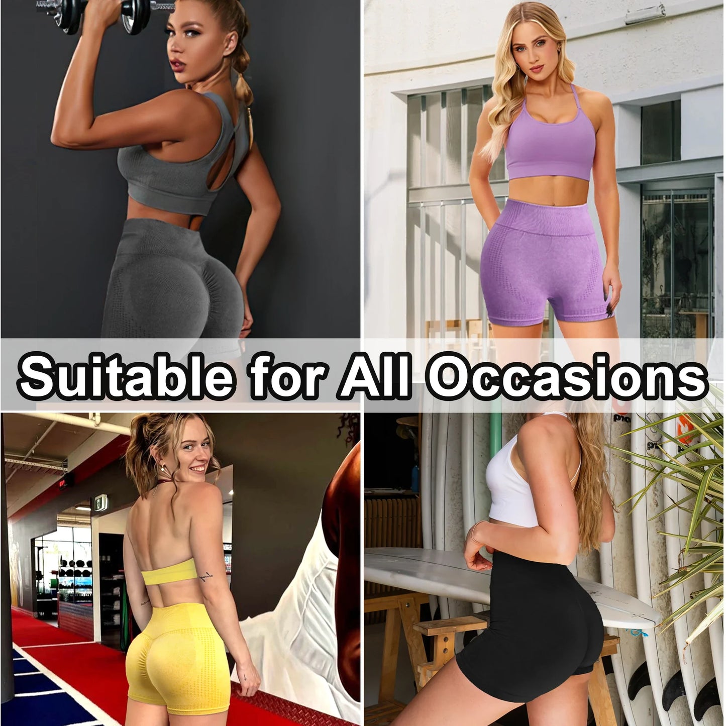 3pcs High Waist Yoga Sports Shorts Solid Colour, High Stretch Fitness Workout Exercise Shorts, Sportswear Breathable Leggings