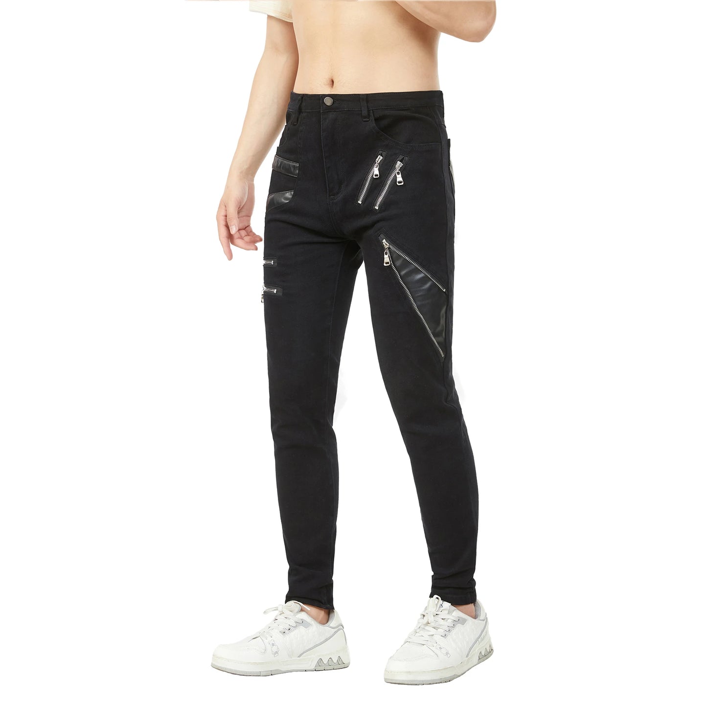 Men`s Punk Gothic Hip Hop Dance Party Zippers Cosplay Punk Rock Pants Edgy Streetwear with Zippers