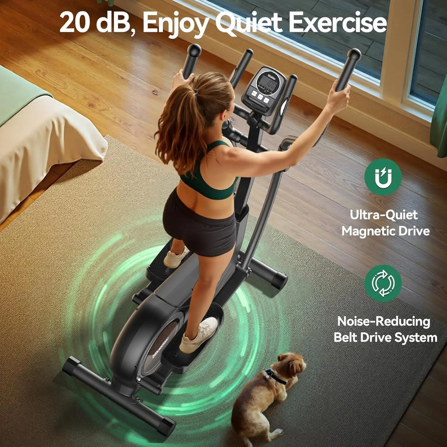 Magnetic Elliptical Trainer for Home Use Customized 15.5IN-19IN Stride 16 Workout Programs Elliptical Exercise Machine
