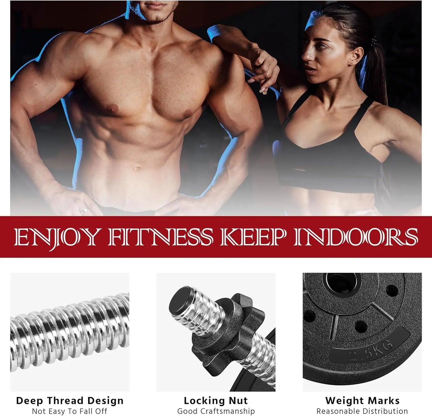 66LB Adjustable Dumbbell Weight Set Strength Training Equipment for Women & Men in Home Gym Muscle Body Training