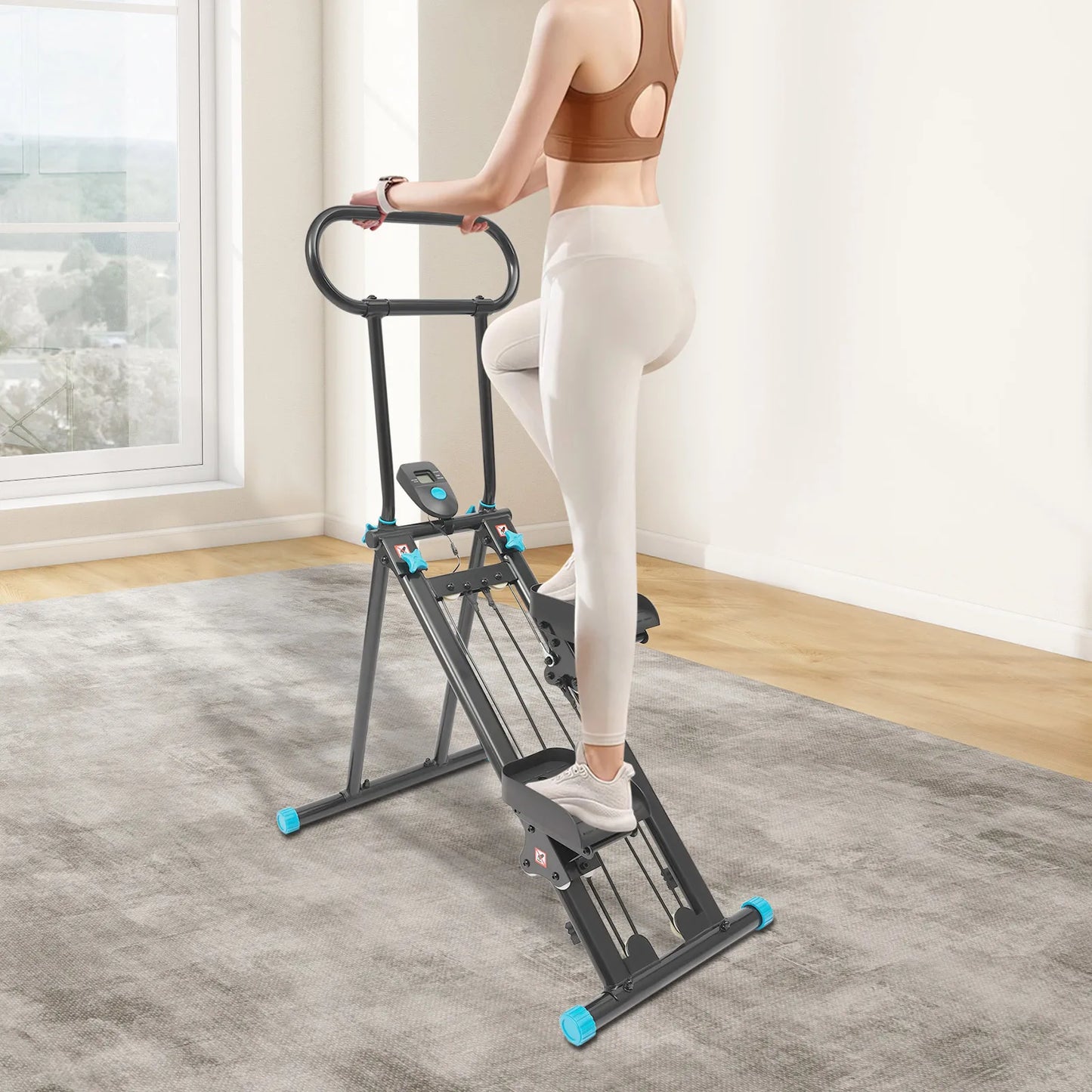 Folding Stair Stepper Vertical Climber Machine 300lbs Load Bearing for Home Gym White/Black