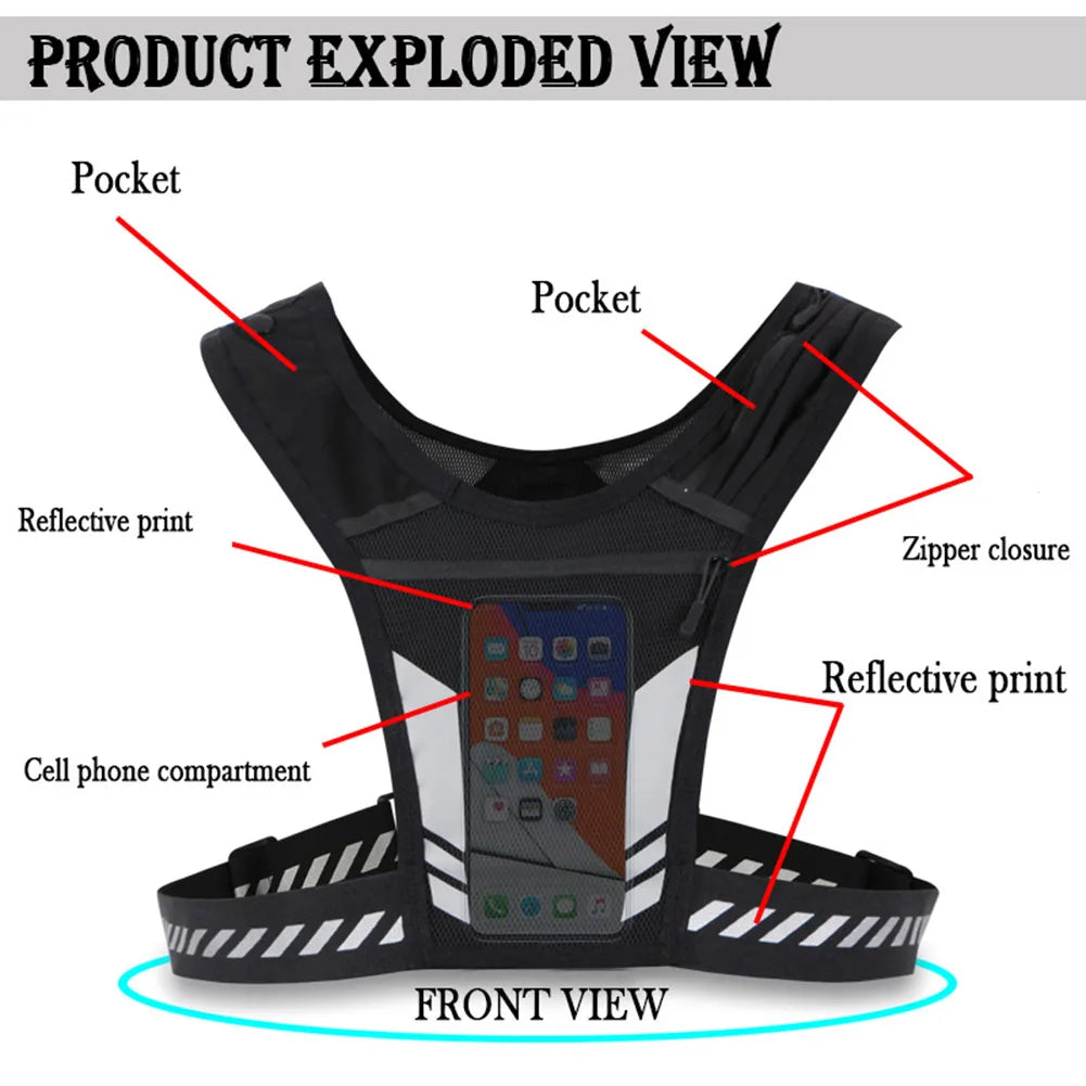 Running Phone Holder Vest Lightweight Cycling Vest Unisex Breathable Mesh Vest Bag Running Adjustable Buckle for Men Women
