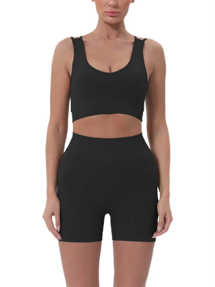 Women s Summer 2 Piece Outfits Sleeveless Crop Tops High Waisted Shorts Set Casual Activewear Beachwear