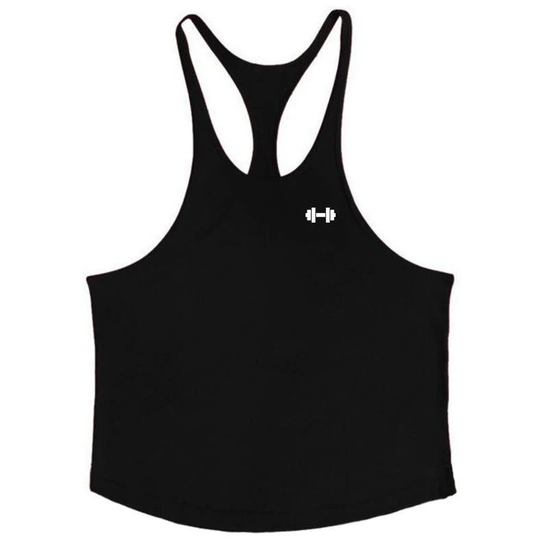 Gym Fitness Bodybuilding Muscle Tank Tops Summer Cotton Breathable Sleeveless Y-back T-shirt Mens Sport Workout Muscle Vests