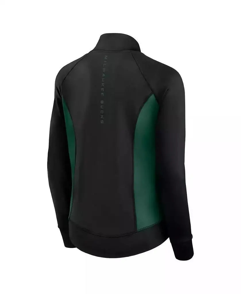 Fanatics | Women's Black Milwaukee Bucks Studio Fitted Full-Zip Gym Track Jacket